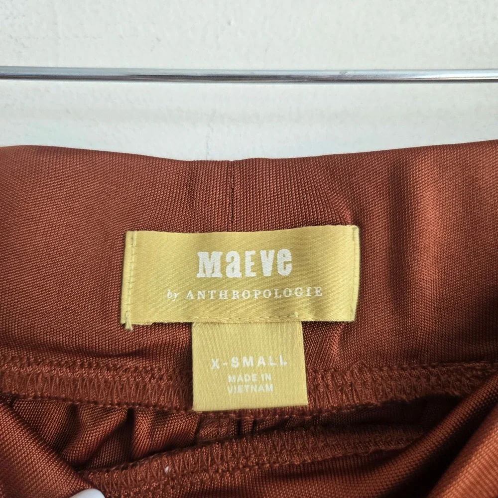 Maeve XS Wide Leg Pants Womens Rust Brown Excellent Flowy High Rise Palazzo